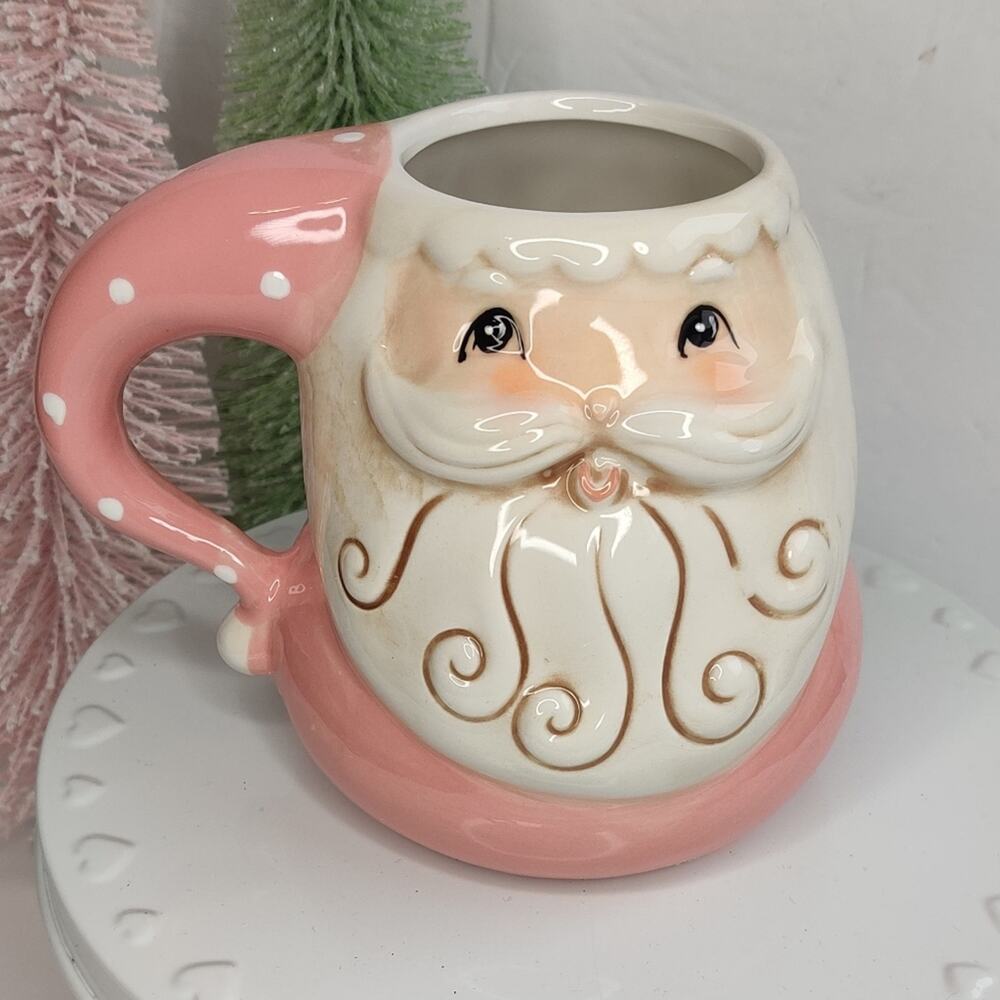 Johanna Parker Pastel Pink Retro Santa Christmas Mug